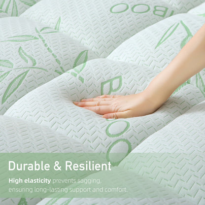 Natural Bamboo Fiber Mattress Pad - Ultra-Thin & Breathable Mattress Protector, Waterproof & Stain-Resistant, Soft Skin-Friendly