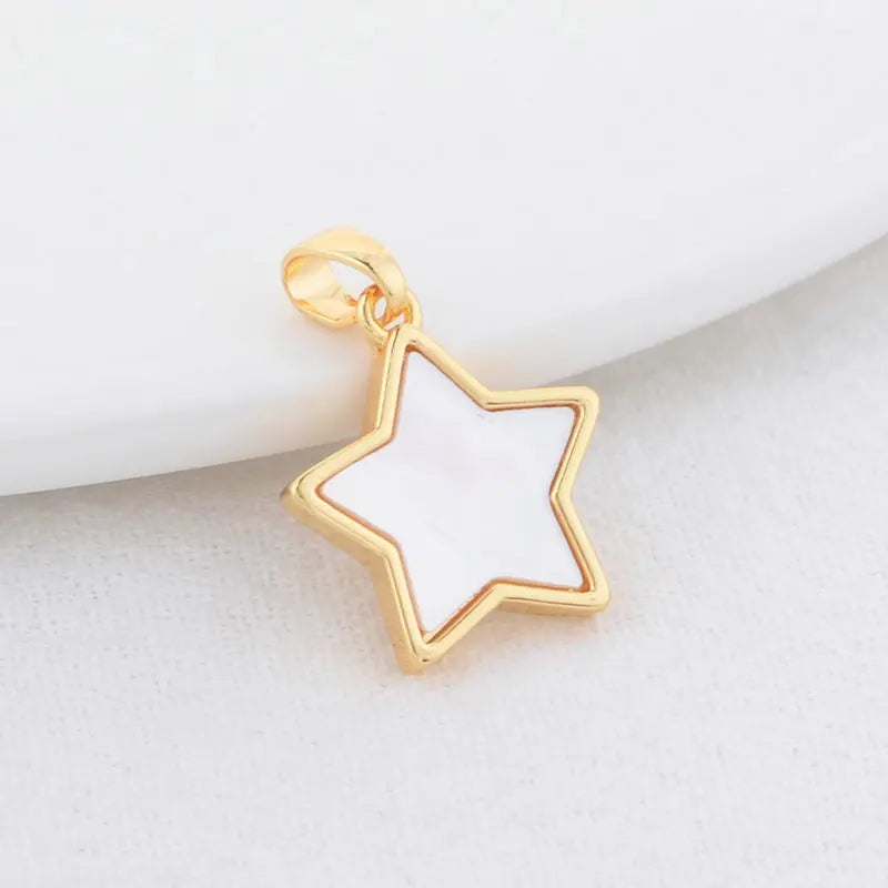 14K Gold Color Brass with Shell Moon Star Heart Cross Charms Pendants Necklace Earrings Jewelry Making Supplies Accessories
