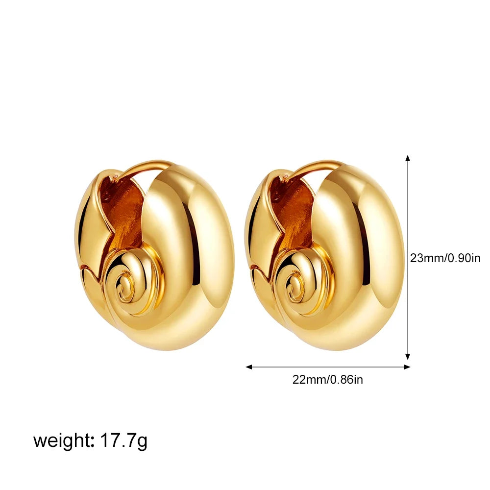 Fashion Seashell Hollow Metal Chunky Hoop Earrings for Women Gold Plated Snail Shell Huggie Earring Statement Jewelry Gifts