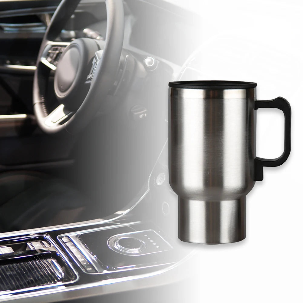 450ml Car Heating Cup Stainless Steel Electric In-car Travel Heating Cup 12V Hot Water Bottle for Heating Water Coffee Milk Tea
