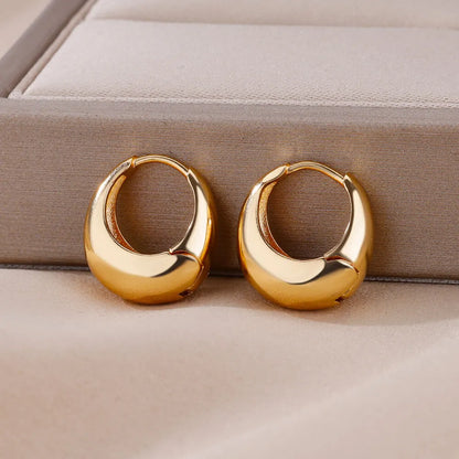 Chunky Drop Hoop Earrings for Women Stainless Steel Gold Color Piercing Earring New In Trend Jewelry aretes mujer free shipping