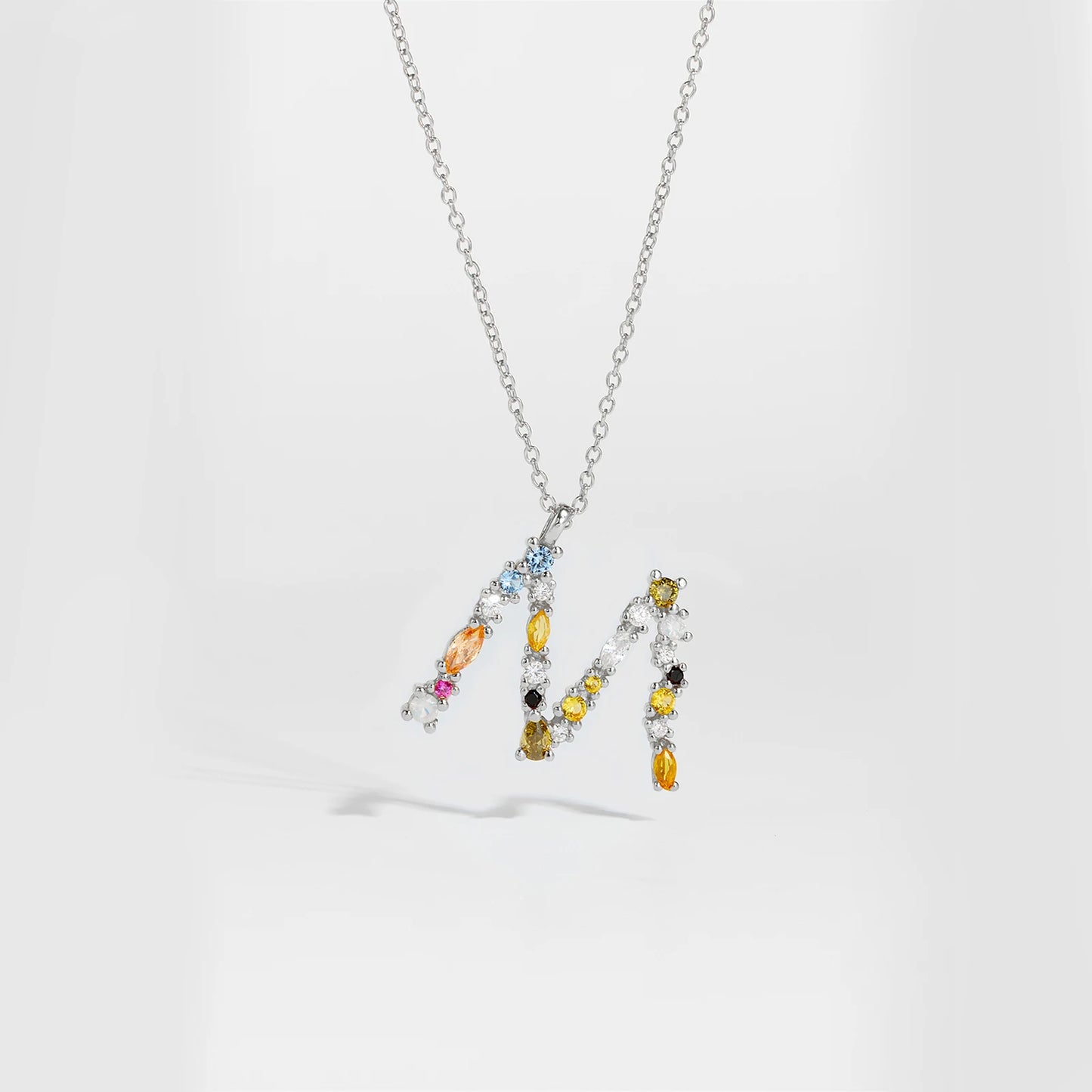 ANDYWEN 925 Sterling Silver Gold Letter M Pendant Initial F Alphabet Necklace Monogram Opals 2020 Women Accessories Jewelry