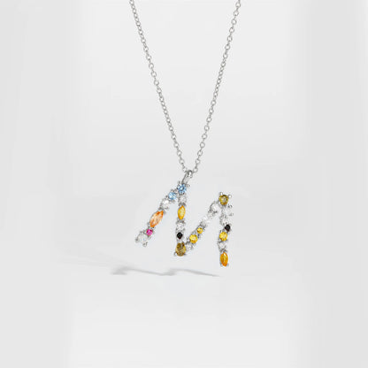 ANDYWEN 925 Sterling Silver Gold Letter M Pendant Initial F Alphabet Necklace Monogram Opals 2020 Women Accessories Jewelry