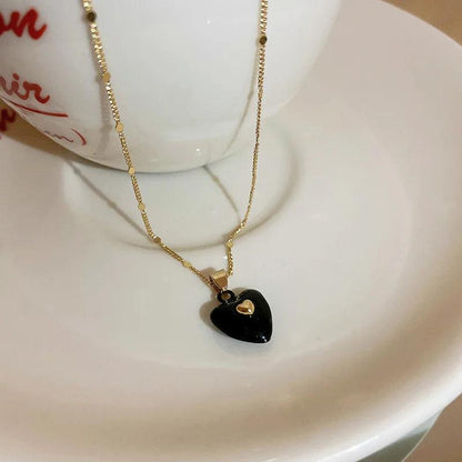 2024 Mothers Day Red Heart Pendant Stainless Steel Gold Color Chain Necklace for Women Non Fading Jewelry Sweet Accessories Gift