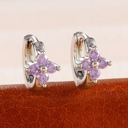 Fashion 6/8/10mm Stainless Steel Zircon Flower Hoop Earring Small Gold Color Circle Hoops Huggie Piercing Earring Trendy Jewelry