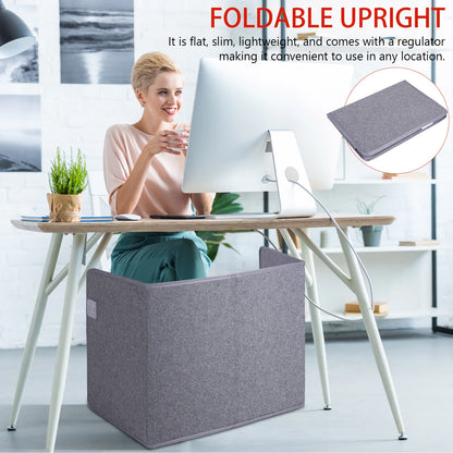 Quiet Floor Foot Warmer Under Desk W/ Thermostat & Timer Personal Electric Panel Space Heater Portable And Safe Electric Heater