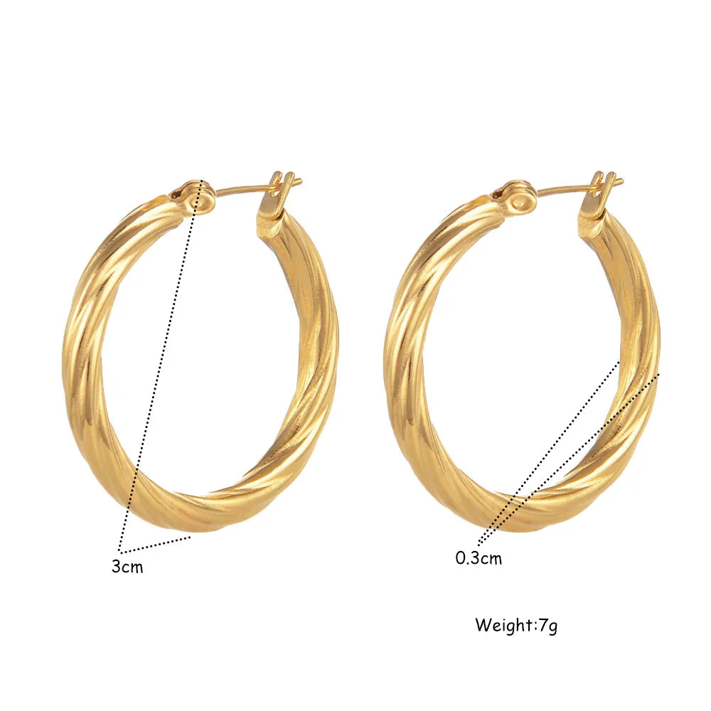 UHBINYCA Stainless Steel Plated with 18K Gold Plated Twist Hoop Earrings for Women, Simple Ear Ring Hypoallergenic Jewelry