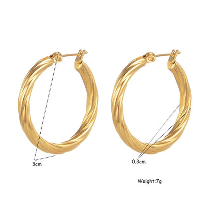UHBINYCA Stainless Steel Plated with 18K Gold Plated Twist Hoop Earrings for Women, Simple Ear Ring Hypoallergenic Jewelry