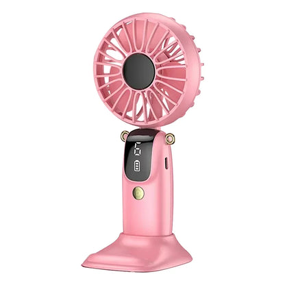 2025 New USB Rechargeable Portable Hand Fan with Phone Holder, Mini Desk & Neck Fan, Hands Free Cooling