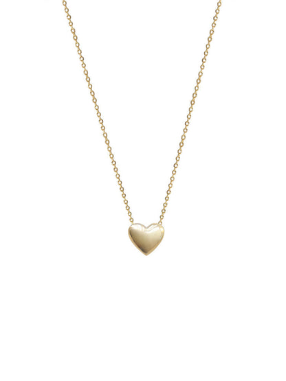 925 Sterling Silver Plated 14K Gold Necklace Women's Simple Elegant Classic Heart-shaped Pendant
